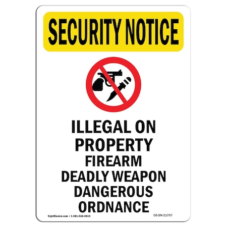 OSHA SECURITY NOTICE, 10 Height, 14 Width, Rigid Plastic